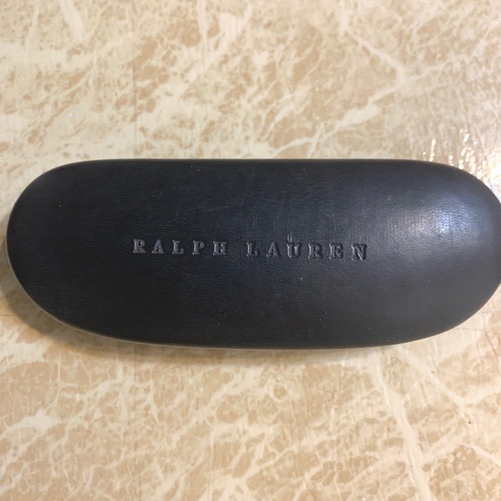 Ralph Lauren Eyeglass Case OS Black Hard Shell Faux Leather Logo Eyewear Case